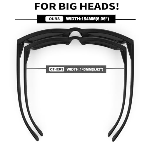 MAXJULI XXL Size Double Extra Large Z87 Sunglasses for Big Wide Heads Men TR90 Ultralight UV400 Protection Glasses (Extra Dark Lens)3