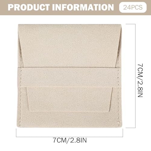 Bolsa de joyería de microfibra de 7x7cm blanca estilo sobre para almacenar 5