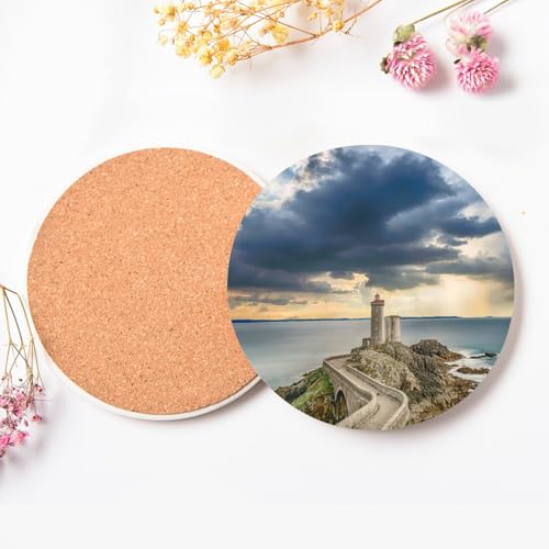 Sous-verre ronds en céramique bord de mer dessous de verre lot de 6 - 4