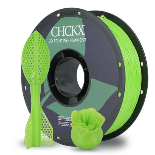 CHCKX TPU 98A 3D Printer Filament 1.75mm Flexible Soft 3D Printing Filament Abrasion Resistant,Dimensional Accuracy +/- 0.03mm, 1KG Spool(2.2lbs) for Most FDM 3D Printers.(Green)