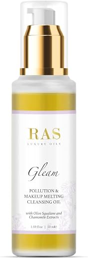 RAS Luxury Oils Gleam- Pollution & Makeup Melting Cleansing Oil; Enriched With Olive Oil, Moringa & Chamomile Extracts; Me...