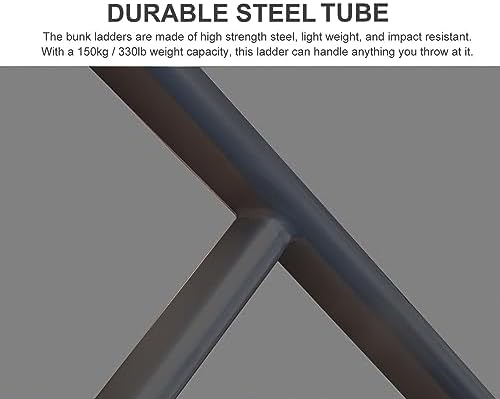 Heavy-Duty Black Metal Bunk Bed Ladder for RVs, Apartments & Campers - 61" Hanging Step Ladder with Hooks, Ideal for Space-Saving Solutions