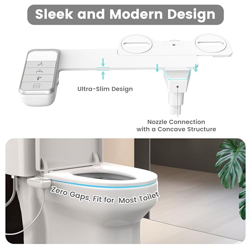 Aresmata Bidet Attachment for Toilet Ultra-Slim Bidets for Existing Toilets, Non-Electric Bidet Toilet Seat Self-Cleaning Retractable Nozzles Badays for Toilets, Quick & Easy Installation Bedets - Thumbnail 4