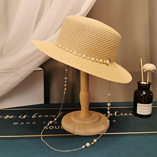 Chapeau de paille pour femme anti-coup de soleil chic avec perles