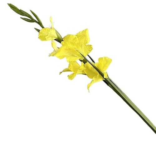 Huffa Yellow Artificial Gladiolus Flowers - Silk Faux Flowers For Living Room Decor, Wedding Display, And Event Decoration(Yellow)