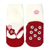 [KOTOBUKIEN] ソックス 袴靴下 フェイク草履 滑り止め付き (9-15cm) キッズ ベビー 男の子 女の子 フリーサイズ レッド