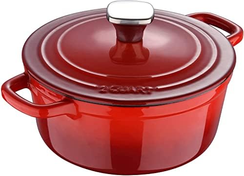 MasterPro Cast Iron Casserole Dish with Lid, Non-Stick, Legacy Enamelled Cast Iron Collection, Dutch Oven Cookware, Gorgeous Ombre Design on the Cookware, 6 Quart, 5.7L, Grey