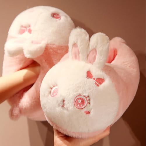Image of Women's Cute Bee Bootie Slippers, Fuzzy Animal House Slippers with Heel, Warm Cozy Non-Slip Soft Sole for Indoor Comfort