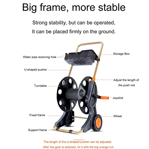 XBSXP Garden hose reel trolley with 3/4 inch hose, Portable water pipe rack kit, With adjustable spray high-pressure water gun, Heavy-duty sprinkler for car washing/garden irrigation - Image 3