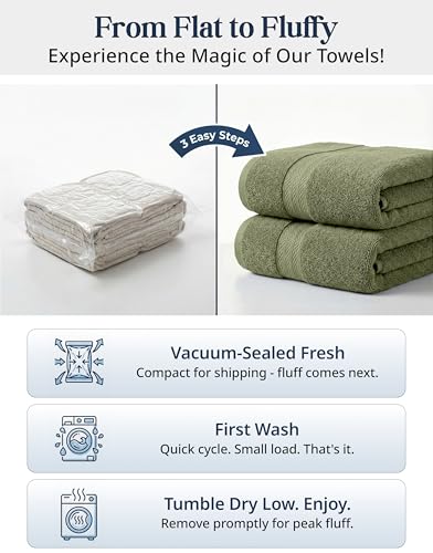 Image of Lane Linen 100% Cotton Luxury Bath Towel Set - 16 Pieces - Ring Spun, Super Soft & Highly Absorbent - 4 Bath, 8 Washcloths, 4 Hand Towels for Bathroom - Minimal Lint & Fading, Pre Shrunk - Olive Green