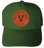R and R Imports Vermont Catamounts Officially Licensed - Unisex Trucker Hat with Round Engraved Leather Patch Green