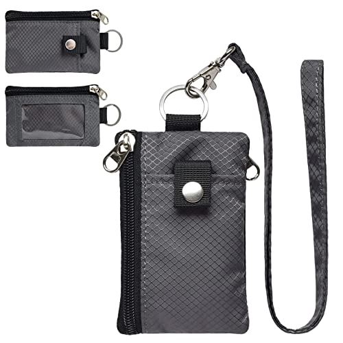 Image of CHENSPRX Minimalist RFID Blocking Small Wallet with ID Window,WaterResistant Zip Id Case Wallet with Lanyard Keychain for Cards,Cash,Travel,Women,Men