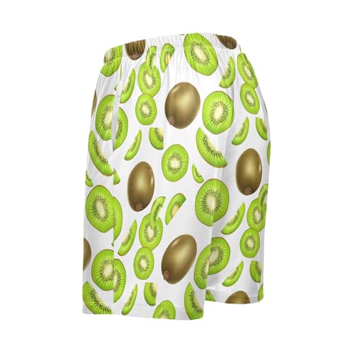 Kiwi Fruit White Pajama Shorts for Men Lounge Pants Sleep Lounge Short Mens Short Shorts with Pockets, S-XXL-XXL3