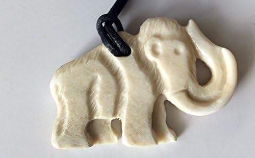 Alaskan Made Moose Antler Carved Wooly Mammoth Pendant
