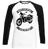  Teesandengines Men\'s Moto Guzzi v7 Racer Born for Speed live to Ride Black Long Sleeved T-Shirt Size XXXLarge