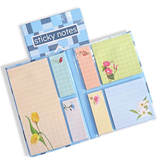 Image of The Good Part 350 Sticky Notes Set - Floral Collection | Assorted Sizes Sticky Notes Pads | Aesthetic Memo Pads for Office, Study, to-Do Lists, Reminders & Note Taking