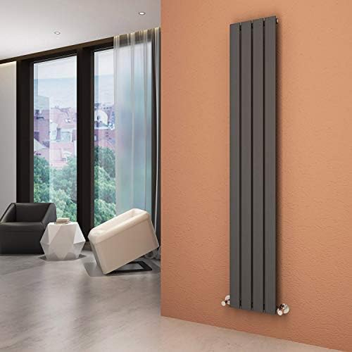 ELEGANT Vertical Column Designer Radiator Tall Upright Flat Panel 1800 x 608 mm Anthracite Double Radiators with Free Angled Valves