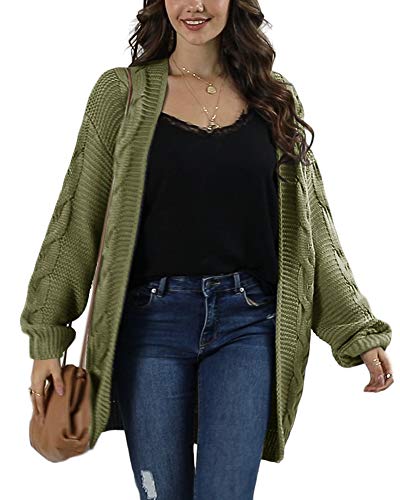 Image of Womens Oversized Chunky Open Front Cardigan Sweaters Cable Knit Long Sleeve Cardigans Outwear Coats