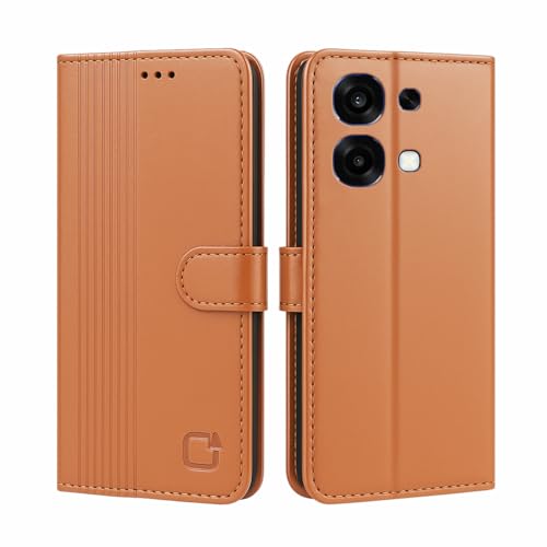 Image of AIBEX Shock Proof Flip Compatible for Oppo K14 5G / Oppo A6 Pro 5G Flip Cover Leather Finish | Inside TPU with Card Pockets | Wallet Stand | Complete Protection Flip Case Brown