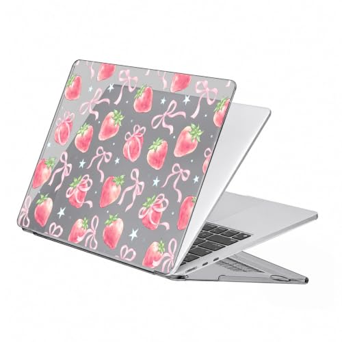 for MacBook Pro 13 inch Case, Cute Strawberry Bow Star Clear Laptop Cover