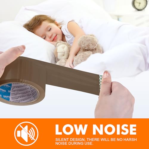 GRIFEMA GA4004-1, Geräuscharmes Paketklebeband, Paketband für Versand, Umzug und Lagerung, Braun Verpackungsband, 66 m x 50 mm