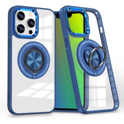 Coque iPhone 13 bleu marine avec support rotatif 360 et anneau magnetique