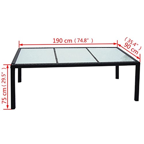 Festnight 9 Piece Outdoor Patio Dining Set Black Poly Rattan Glass Top Dining Table And 8 Chairs With Cushions Sectional Conversation Set Backyard Garden Furniture Space Saving #TOP3