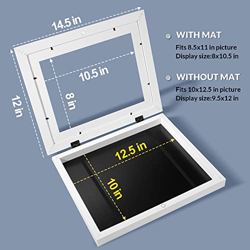 Lavie Home 10X12.5 Kids Artwork Picture Frame White Frame 2 Packs- Displays 8.5X11 With Mat And 10X12.5 Without Mat - Composite Wood With Tempered Glass - Wall Mount, Horizontal And Vertical Display #TOP3