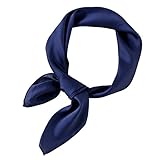 70 x 70 cm Xiang Ru Femme Couleur Uni Petit Foulard Carré Été en Soie Imité Élégant 70 * 70CM Marine