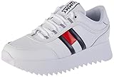 Taloneta de poliéster Tommy Hilfiger High Cleated Flag Sneaker, Zapatillas Mujer, Blanco (White Ybs), 41 EU