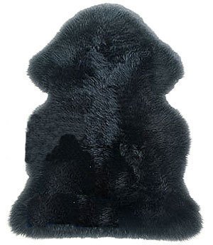 Gem Avenue New Genuine Sheepskin Fur Leather Pelt Rug Black Color