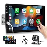 Single Din Car Stereo Support Carplay & Android Auto 9'' Touch Screen Car Audio EQ Multimedia Player...