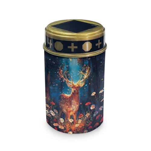 HUGS IDEA Forest Deer Solar Lights for Cemetery Waterproof ABS Grave Decorations, Religious Outdoor Garden Ornaments for Yard & Pathways Religious Lantern for Cemetery