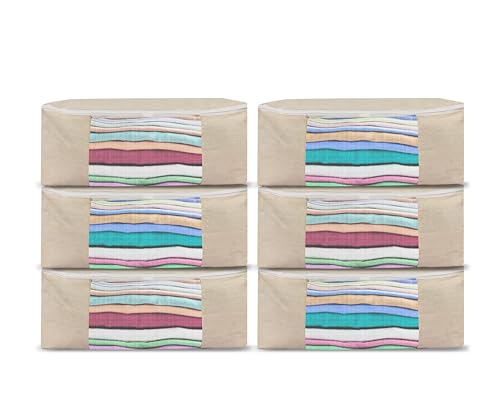Golden bird Cotton Canvas Clothes Storage Bags/Saree Covers with Zip for Storage Woman Dresses, Sarees, Lehengas for Wardrobe Organizer (6 PCS) (B0CRBB3LXL) Amazon Price History, Amazon Price Tracker