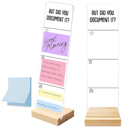 Monitor Memo Board with Removable Wooden Base Acrylic Portable Sticky Note Holder, But Did You Document it? Logo Office Desk Desk Set Sticky Notes 100 Sheets