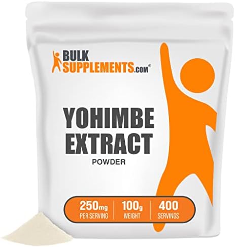 BulkSupplements.com Yohimbe Extract Powder - Herbal Supplement for Energy Support - Sourced from Yohimbe Bark - Gluten Free - 250mg per Serving, 400 Servings (100 Grams - 3.5 oz)