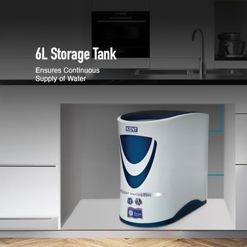 Image of KENT Sterling Plus RO Water Purifier | ISI Marked | Multiple Purification Process |RO + UV + UF + TDS Control | 6L Tank | 20 LPH Flow | Under the Counter | White