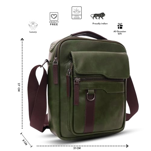 Image of VISMIINTREND Leather Sling Bag for Men Travel | Side Shoulder Messenger Bag for Man | Fits 10 inch ipad | Corporate Gifts for Men | Birthday Gift for Husband /Father | Premium
