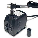 160GPH Ultra Quiet 600L/H 10W Submersible Water Pump with 3.9ft High Lift for Fountains, Hydroponics, Ponds, Aquariums, Fish Tank