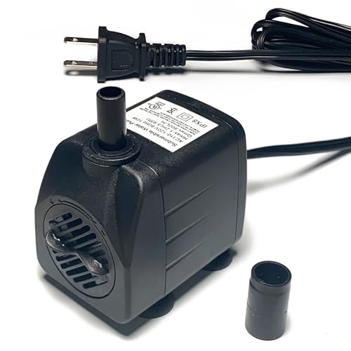 Image of Submersible Pump 160GPH 3.9ft Lift 10W 110V 2-Prong Adjustable 5 /16 inch&1 /2 inch Barb for 3-15Gal Aquariums, Outdoor Fountains