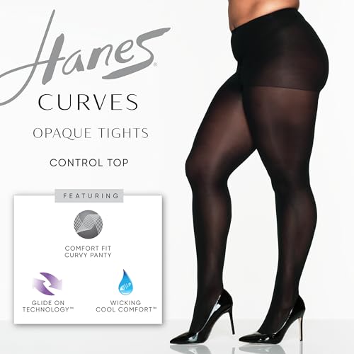 Hanes Women's HSP005 Curves Opaque Control Top Tights2