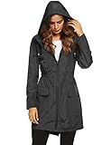 LOMON Women Waterproof Lightweight Rain Jacket Active Outdoor Hooded Raincoat (M, Black1)