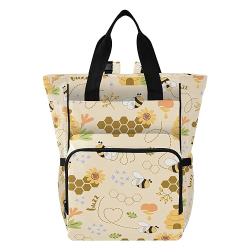 Bees Diaper Bag Backpack for Baby Boys Girls Baby Essentials Travel Tote with Stroller Straps & Bottle Storage Maternity Baby Changing Bags for Shopping Hiking Traveling Baby Shower Gifts Moms Dads