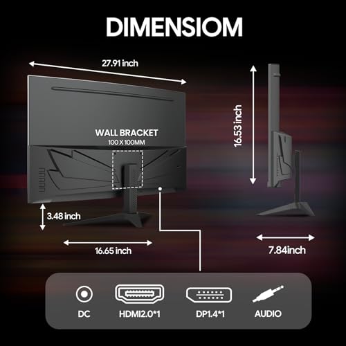 CRUA 32" FHD 1080P 240Hz Curved Gaming Monitor, 1800R, AMD FreeSync, Black by CRUA - Used condition - Image 6