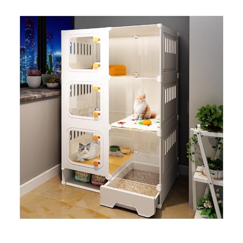 Grande niche pour chat luxueuse et securisee en bois avec fenetres claires