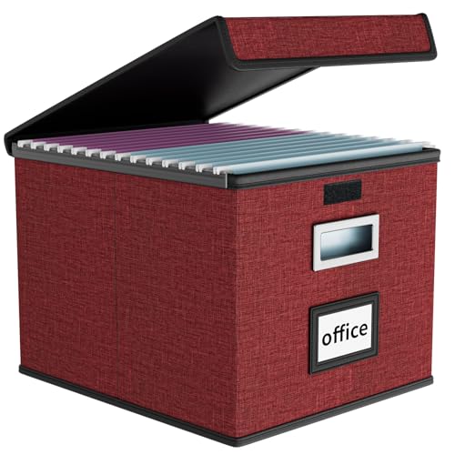 Huolewa File Organizer Box with Lids, Collapsible File Folder Organizer