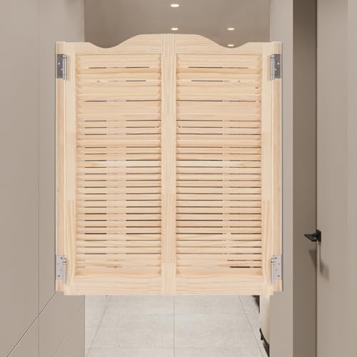 Louvered Cafe Swinging Door, Saloon Doors Swinging Solid Wood Partition