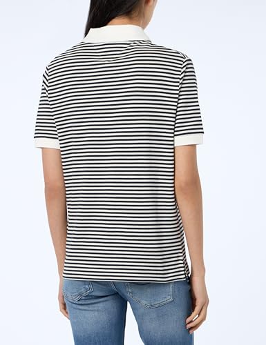Tommy Hilfiger Damen Poloshirt Kurzarm Regular Fit, Mehrfarbig (Mini Stp Desert Sky/ White), M – Ansicht 4
