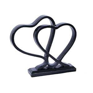 Heart statue decor heart shaped sculpture black modern figurine decorations for home living room bookshelf office shelf centerpiece table herhim love wedding anniversary couple valentines day gifts  urban country home decor