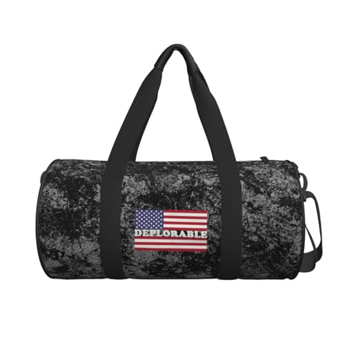 Deplorable American Flag Convertible Garment Bag with Shoulder Strap, Carry on Garment Duffel Bag for Men Women - Rolling Foldable for Travel Luggage Bags (Black)2